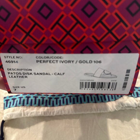 Authentic Luxury Tory Burch Patos Disk Sandal – Calf Leather in a size 7 - Picture 2 of 10